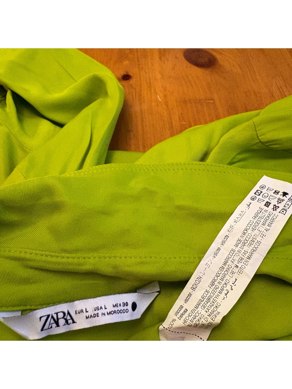 Zara Chartreuse Long Sleeve Button-Up Tunic Shirt Size Large Open Back Party - Picture 8 of 8